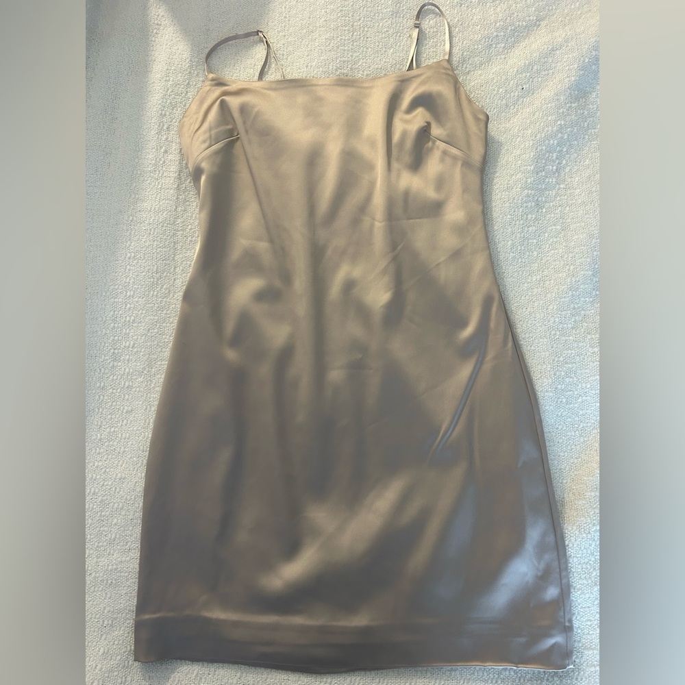 Babaton Satin Mini Dress in Taupe